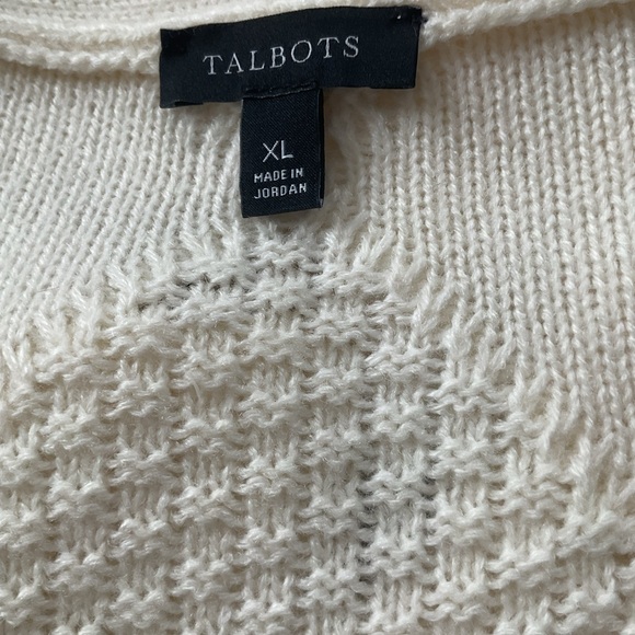 Talbots Women's Cream and Black Striped Sweater XL - Picture 4 of 6
